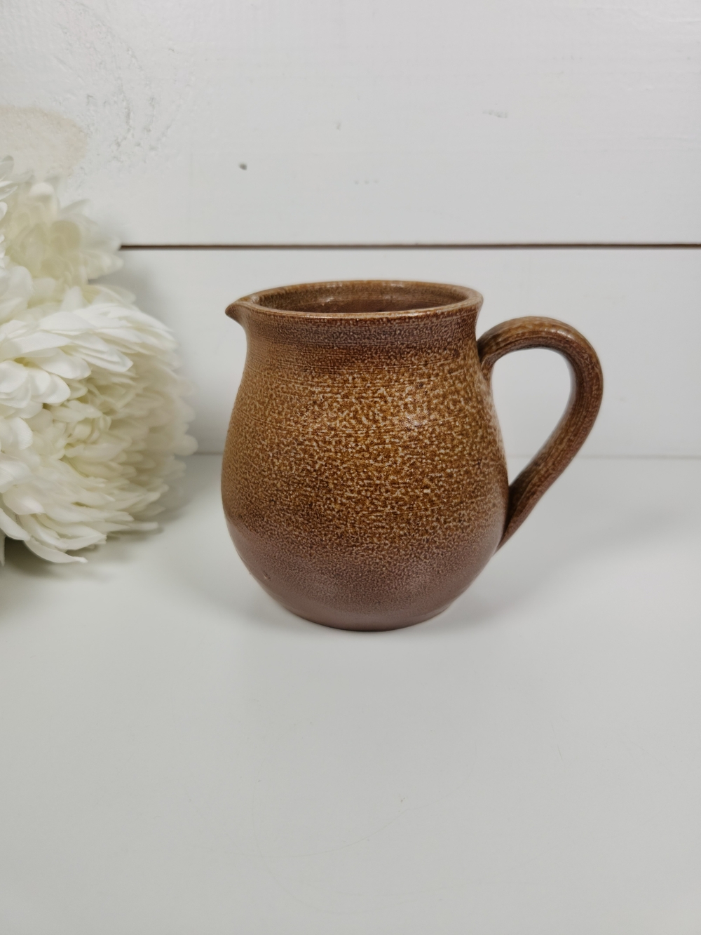 Vintage Speckled Brown STOCK Pottery Creamer Pitcher Made in Portugal | Vase